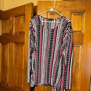 Lane Bryant Black and Pink Striped Blouse